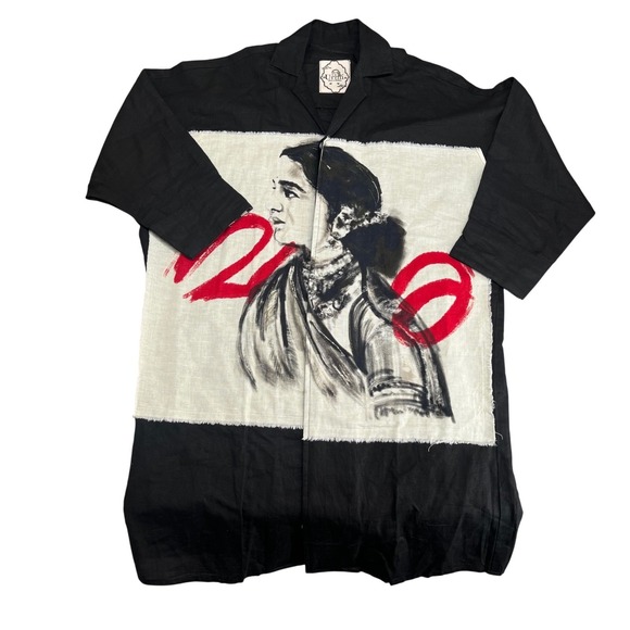Urmi Dresses & Skirts - House of Urmi women's shirt dress OS Black Portrait Patch Art Malabar